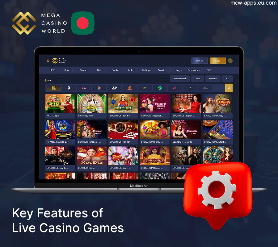 MCW Live Casino games main features