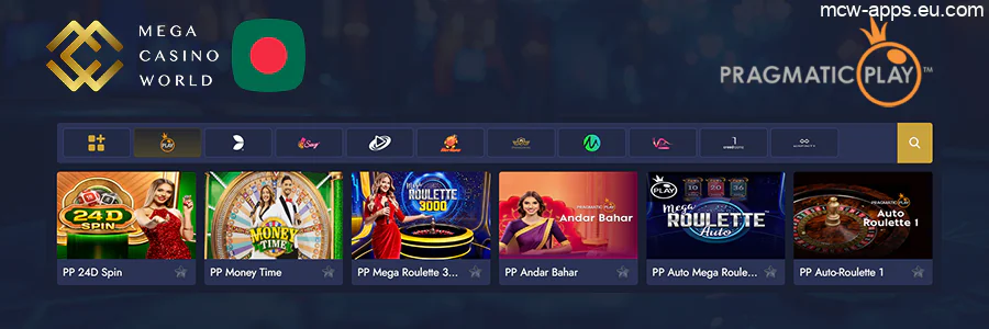 Pragmatic Play top live casino provider at MCW App