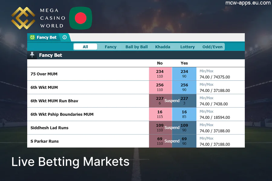 In-Play Markets at MCW Sportsbook