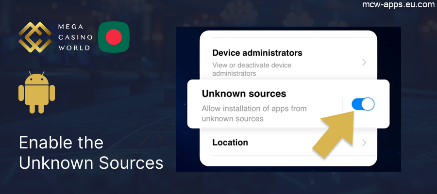 Enable Unknown Sources in Android settings